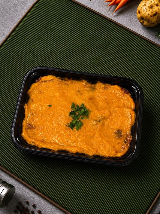 ESCONDIDINHO DE CARNÊ MOIDA COM PURÊ DE MORANGA 400G.
